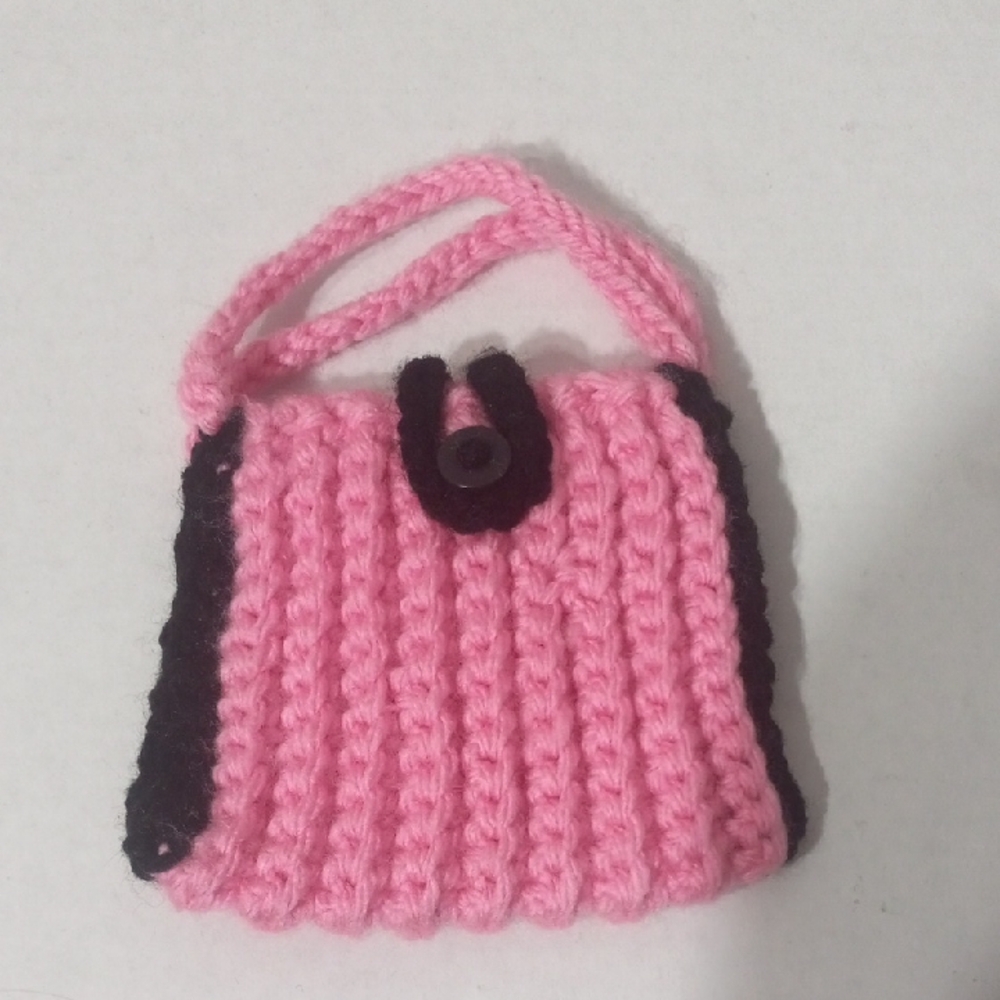 Pink and Black Knit Mini Bag